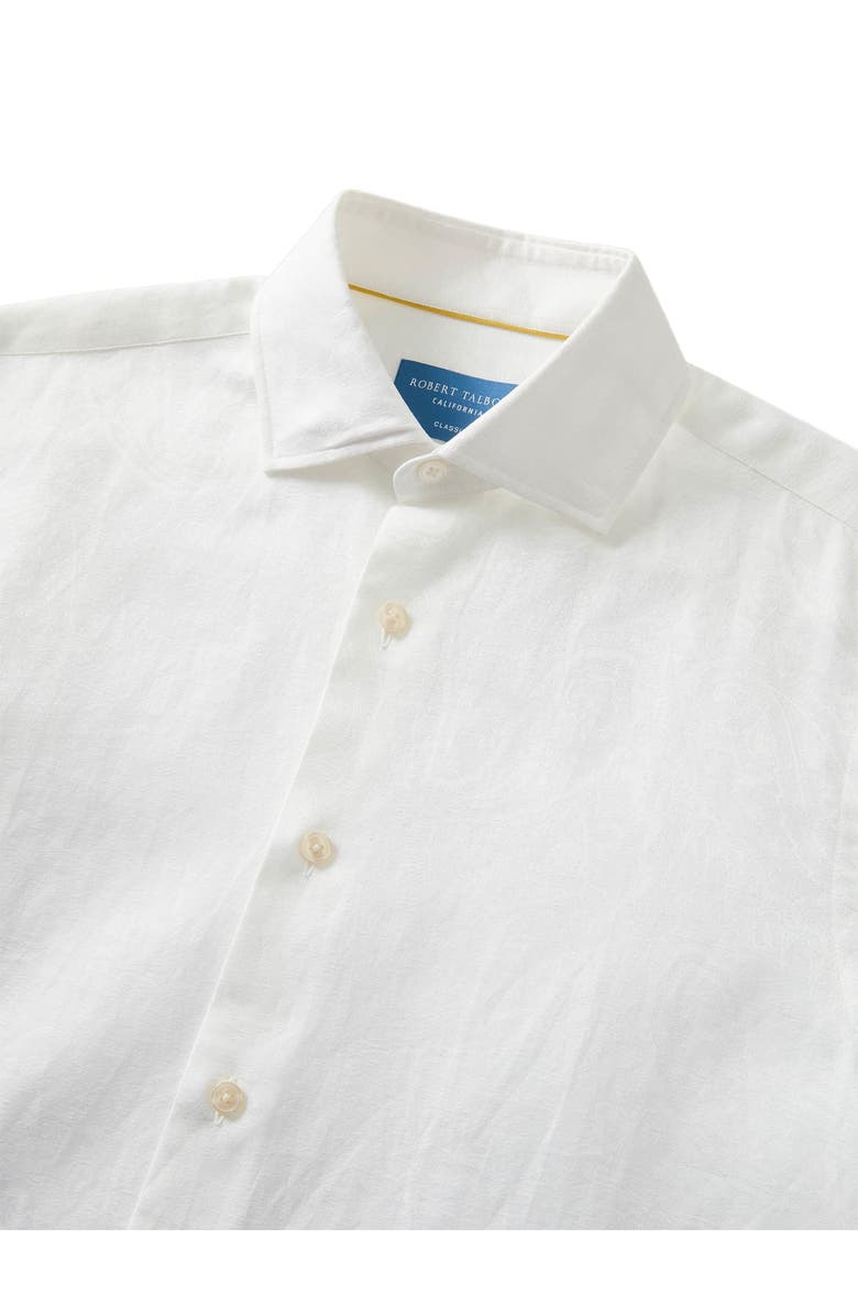 Robert Talbott Reynolds Paisley Jacquard Cotton Linen Blend Shirt in Contemporary fit, Alternate, color, White