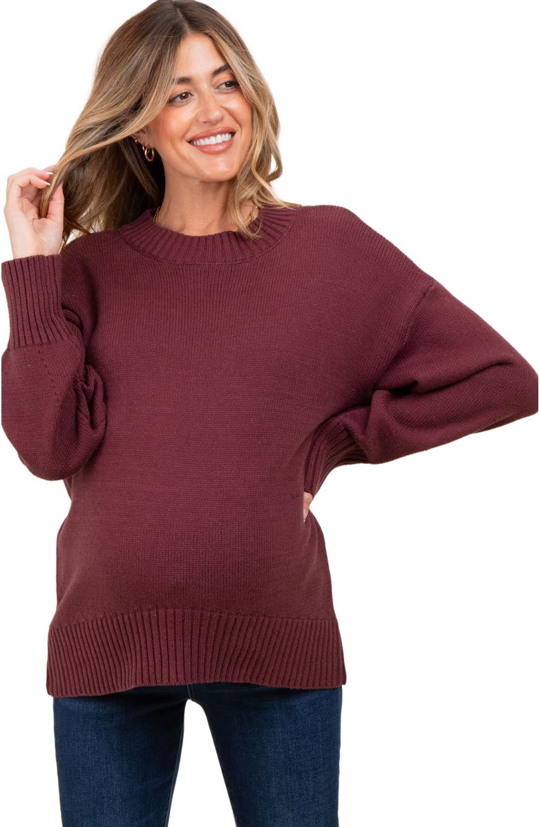 PinkBlush Drop Shoulder Oversized Sweater, Alternate, color, Burgundy