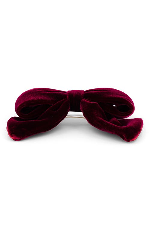 Alexandre De Paris Velvet Bow Barrette In Burgundy