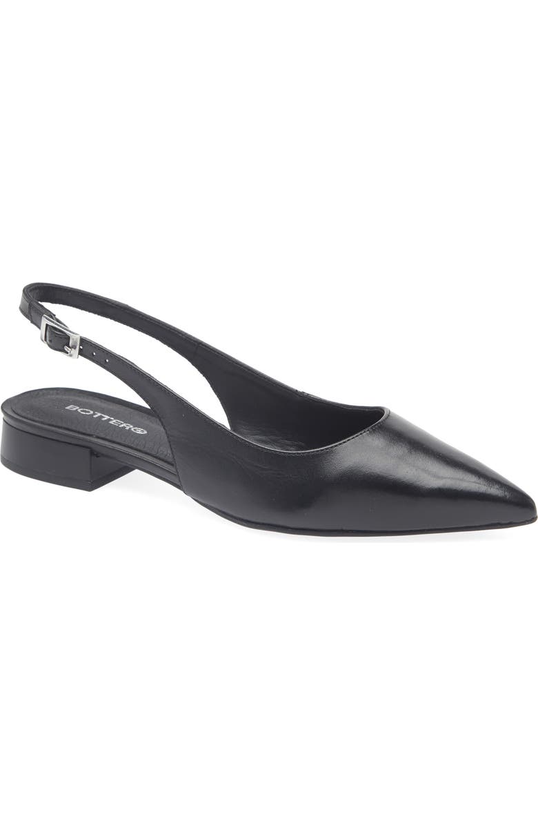 Bottero Alessandra Slingback Pointed Toe Flat, Main, color, Preto