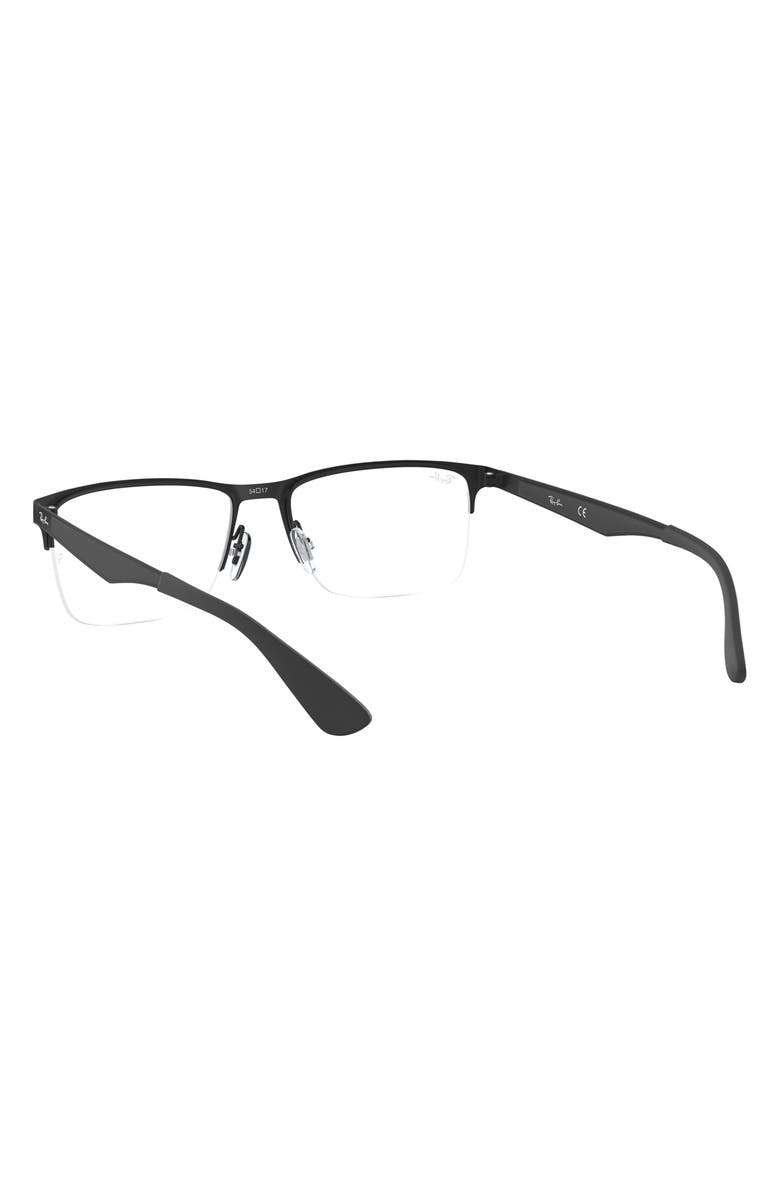 Ray-Ban 54mm Semi Rimless Rectangular Optical Glasses, Alternate, color, Matte Black
