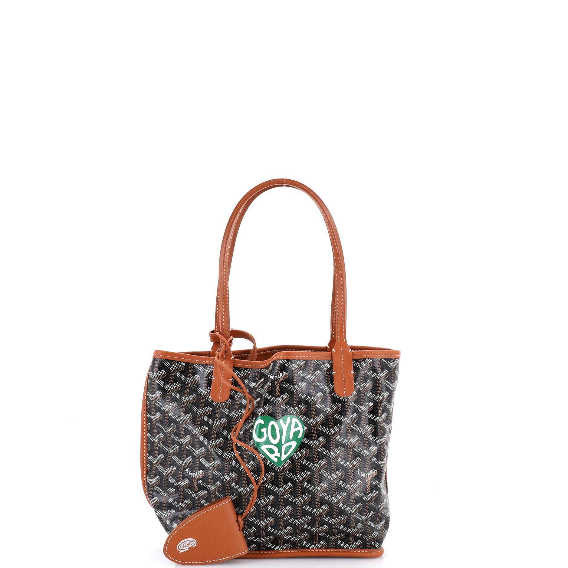 Pre-Owned Goyard Anjou Reversible Tote Printed Coated Canvas Mini, Main, color, Brown