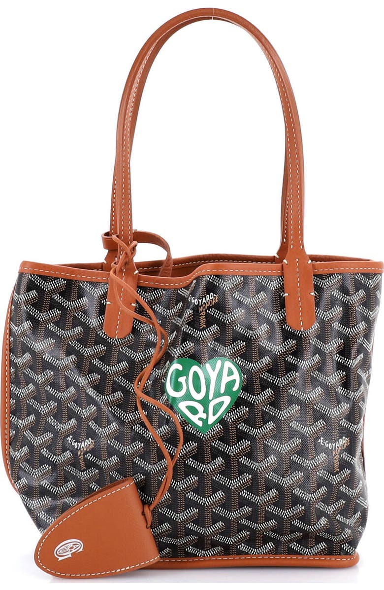 Pre-Owned Goyard Anjou Reversible Tote Printed Coated Canvas Mini, Main, color, Brown