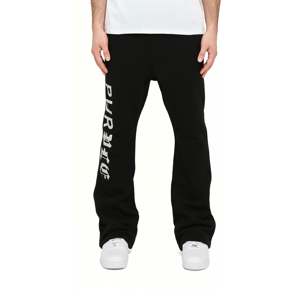 Purple Brand Heavyweight Fleece Flared Pants In Black