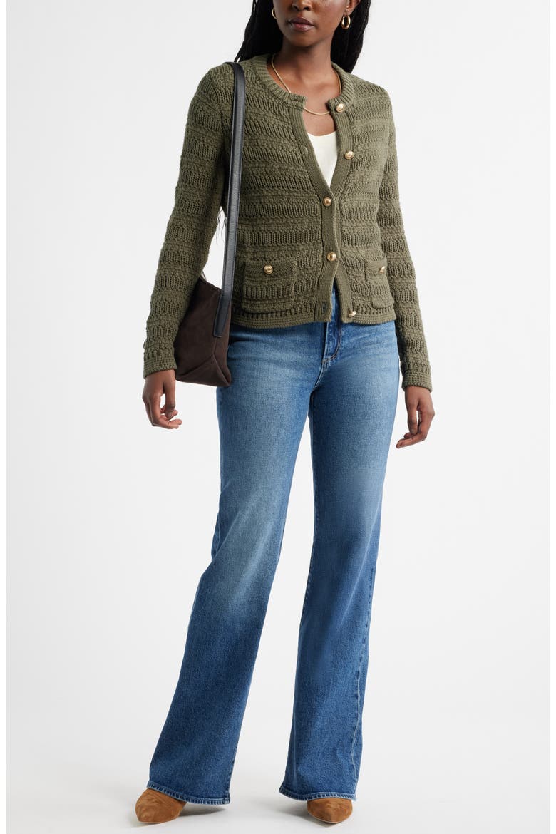 Textured Cotton Cardigan, Alternate, color, OLIVE SARMA