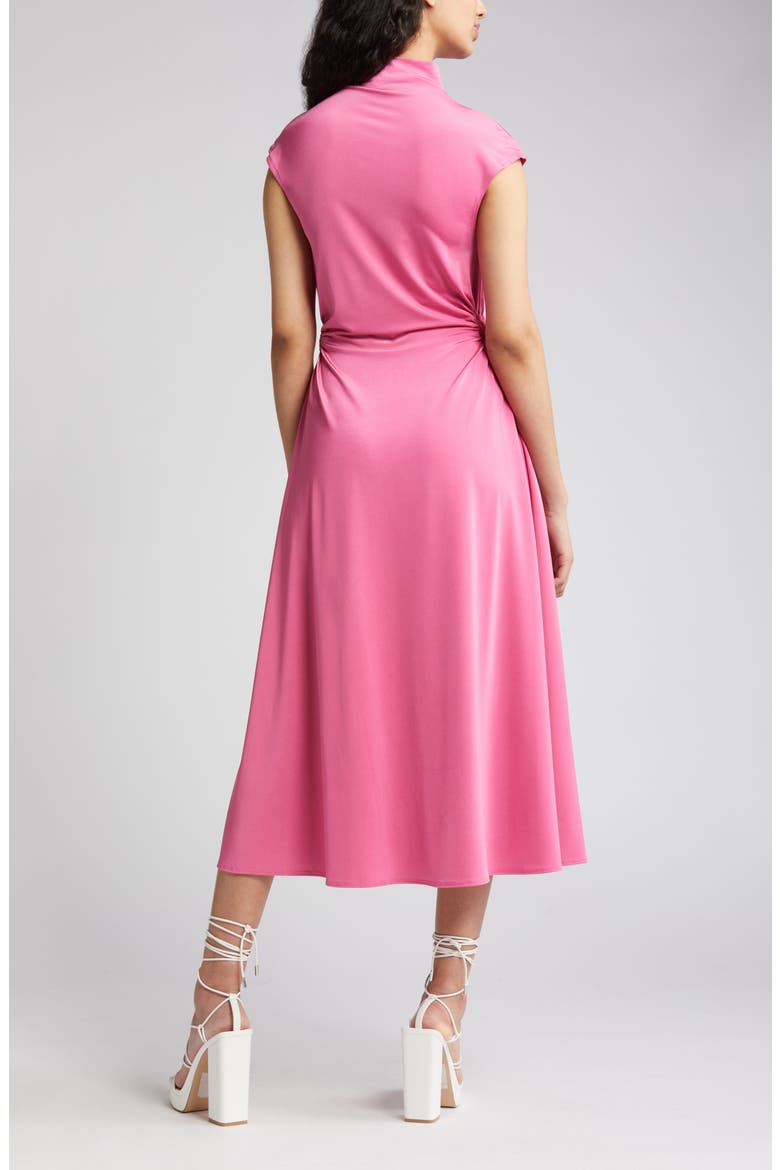 Ring Detail A-Line Midi Dress, Alternate, color, PINK IBIS