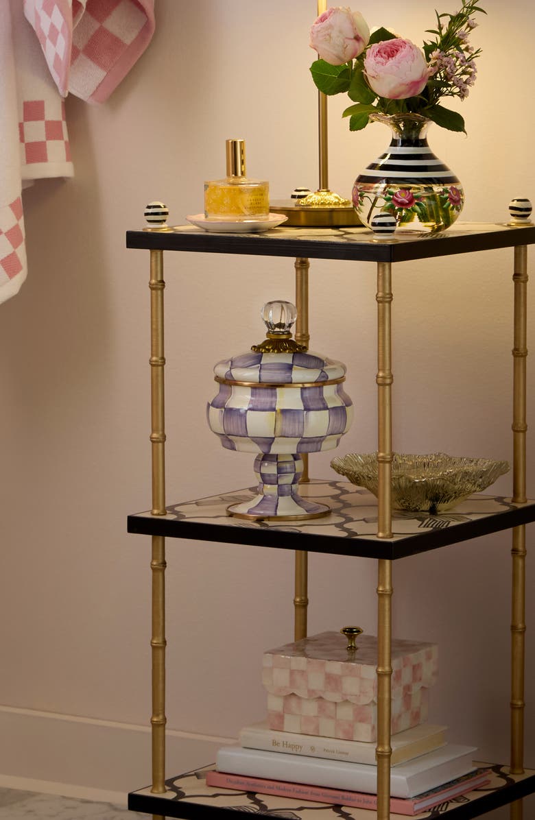 MACKENZIE CHILDS Violet Check Enameled Steel Curiosity Pot, Alternate, color, Violet