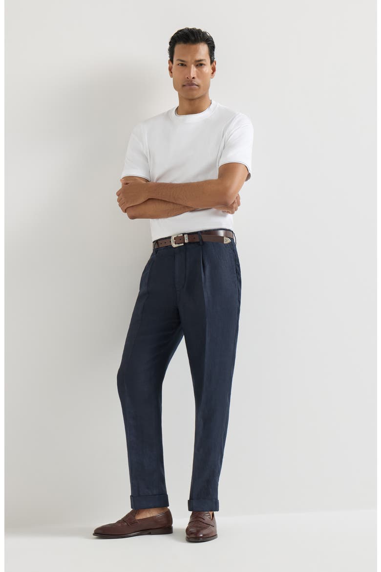 Gabardine garment dyed trousers, Alternate, color, Navy Blue