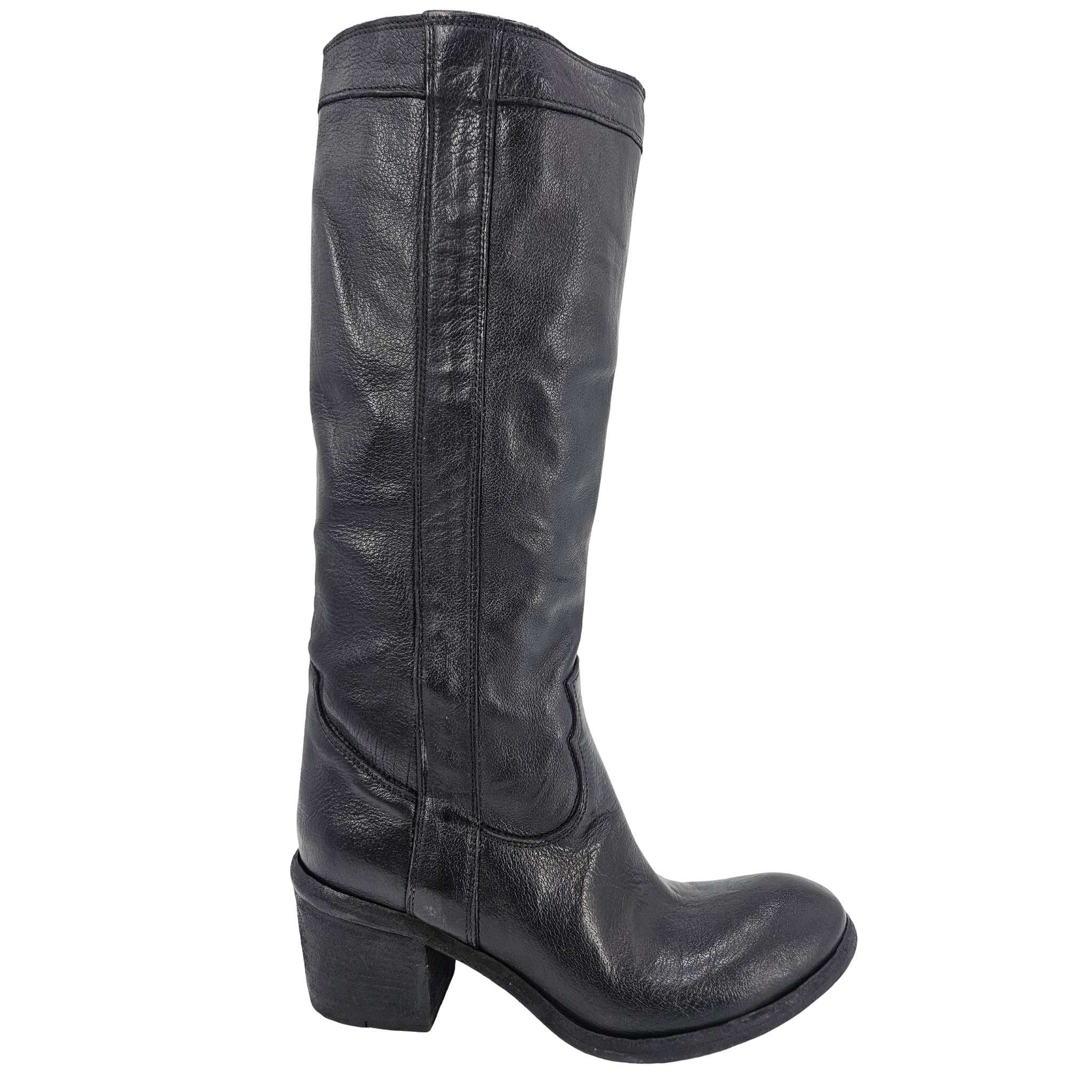 Madison Maison Washed Leather Knee-High Pull-on Boot, Main, color, Black