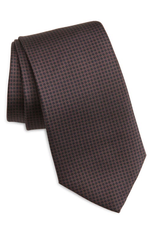 CLIFTON WILSON Neat Dot Silk Tie in Brown 