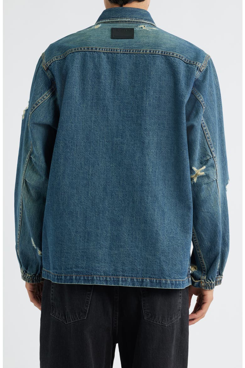 DIstressed Uniform Denim Snap-Up Shirt, Alternate, color, TINTED VINTAGE - 2EY