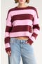  Pink Flower- Burgundy Stripe