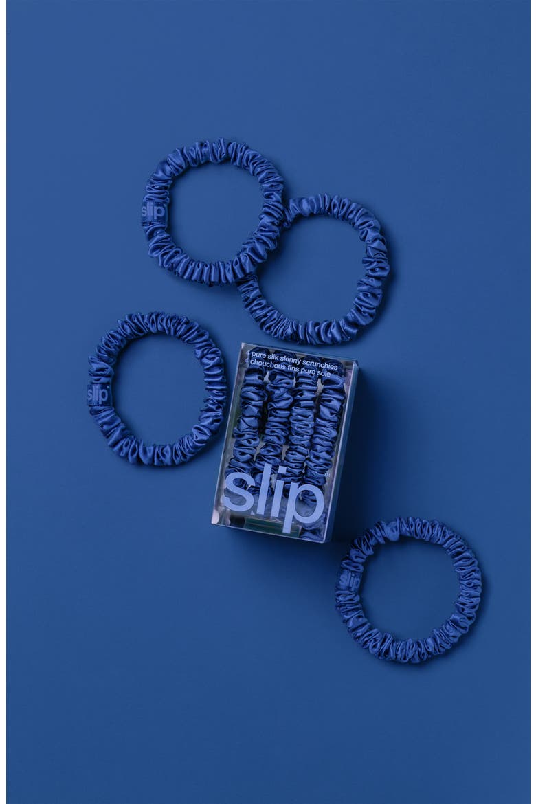 Pure Silk Skinny Scrunchies, Alternate, color, ROYAL BLUE