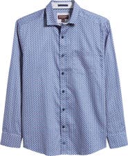 Johnston & Murphy Martini Print Cotton Button-Up Shirt