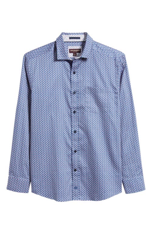 Johnston & Murphy Martini Print Cotton Button-up Shirt In Pink/navy