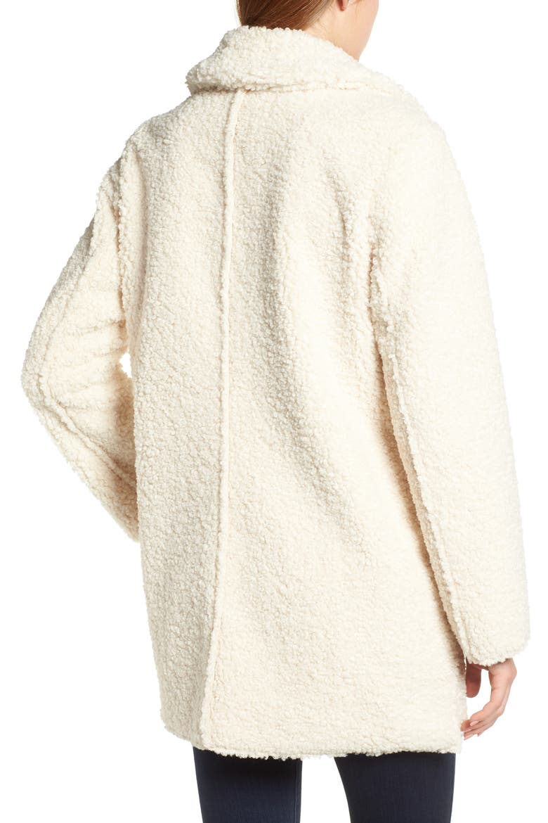 Notch Collar Curly Faux Shearling Coat, Alternate, color, IVORY