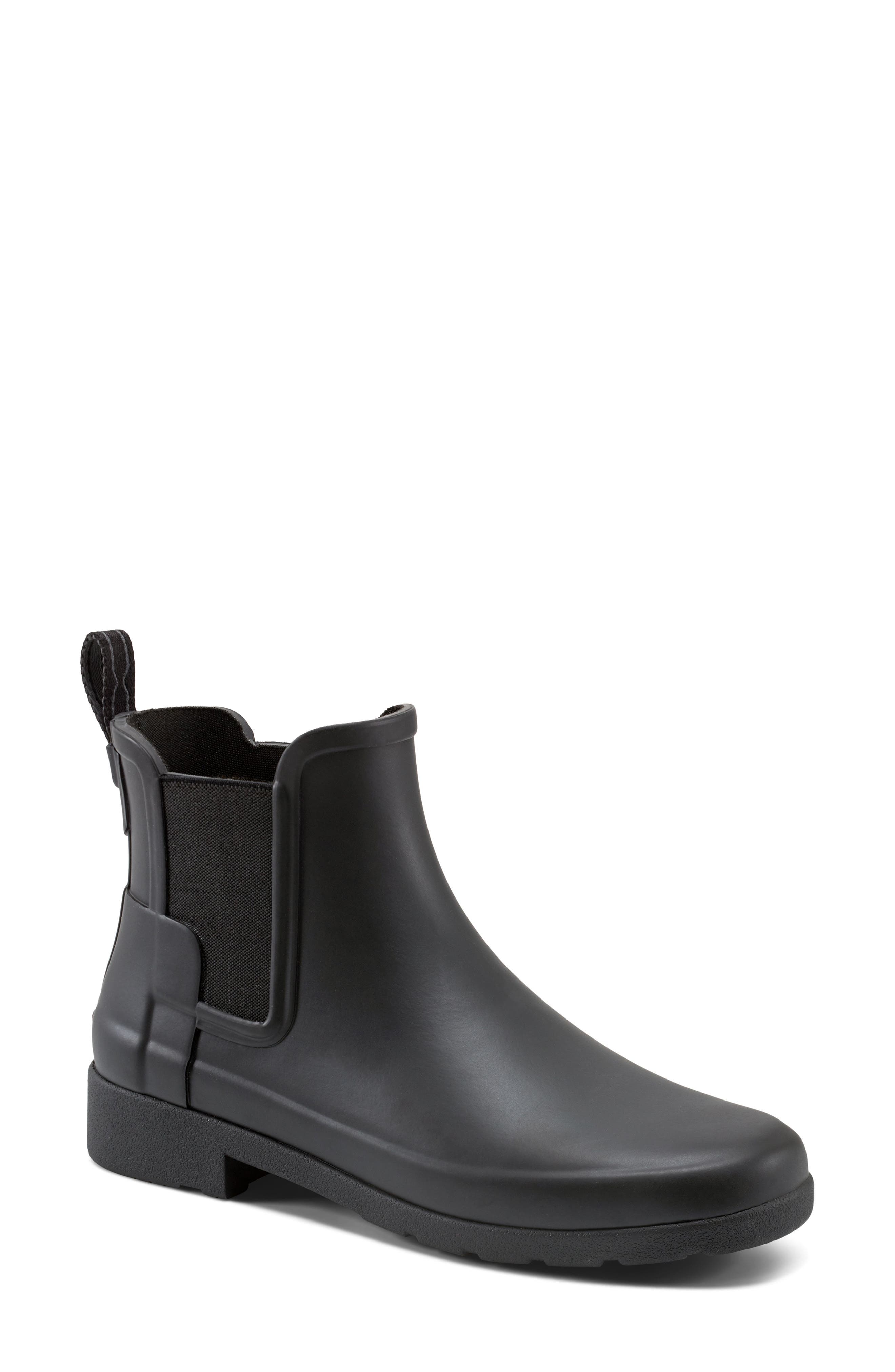 Hunter Refined Waterproof Chelsea Boot, Main, color, Black
