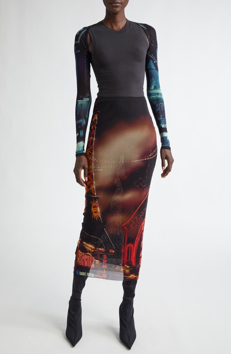 Jean Paul Gaultier Pigalle Print Mesh Shrug, Alternate, color, 