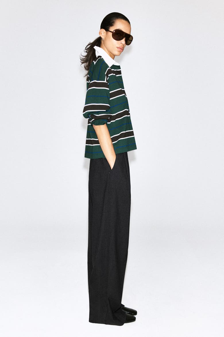 Striped Cotton Rugby Shirt, Alternate, color, GREEN / BROWN / STRIPED