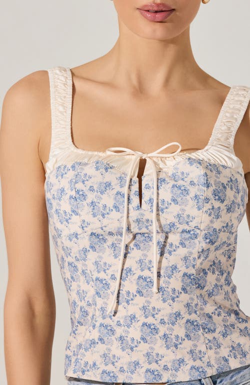 Astr The Label Floral Milkmaid Top In Blue Floral