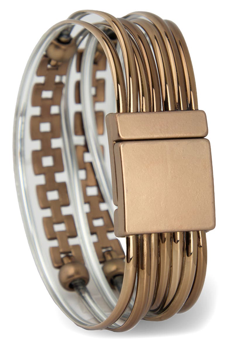 Chain & Cord Layered Bracelet, Alternate, color, BROWN