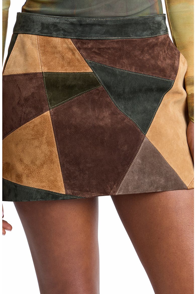 Patchwork Suede Miniskirt, Alternate, color, PATCHWORK MULTI