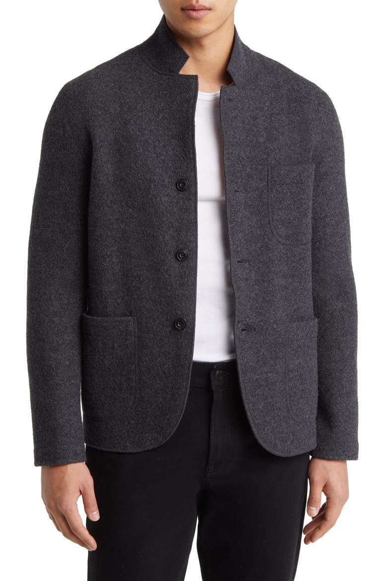 Felted Wool Chore Coat, Main, color, CHARCOAL
