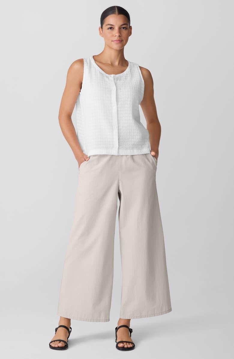 Eileen Fisher Organic Cotton Ankle Wide Leg Pants, Alternate, color, Chalk
