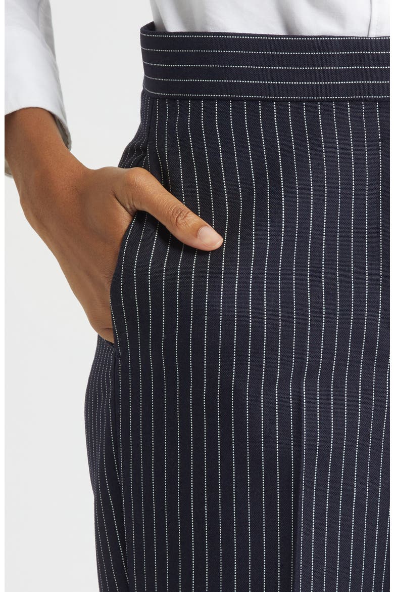 Fit 1 Pinstripe Backstrap Virgin Wool Blend Pants, Alternate, color, NAVY