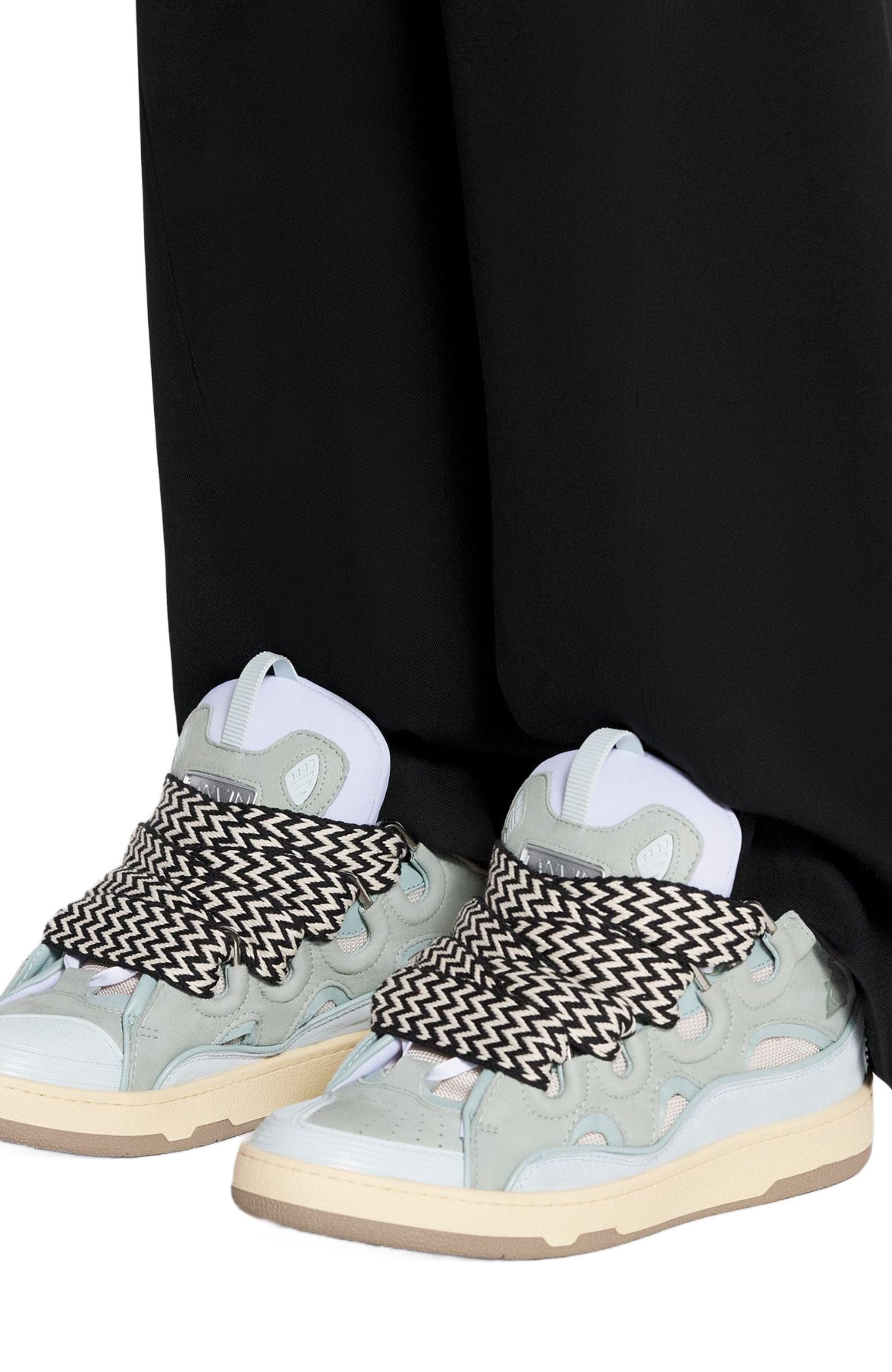 LEATHER CURB SNEAKERS, Alternate, color, PALE BLUE