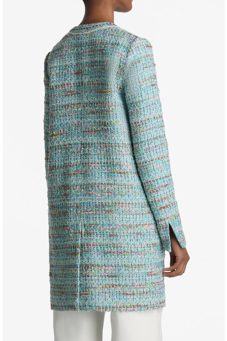 Gauzy Multiyarn Metallic Tweed Long Jacket, Alternate, color, SEAFOAM/ ECRU MULTI