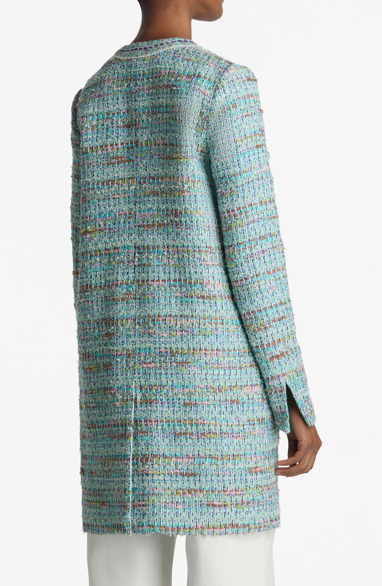 ST. JOHN Gauzy Multiyarn Metallic Tweed Long Jacket, Alternate, color, 