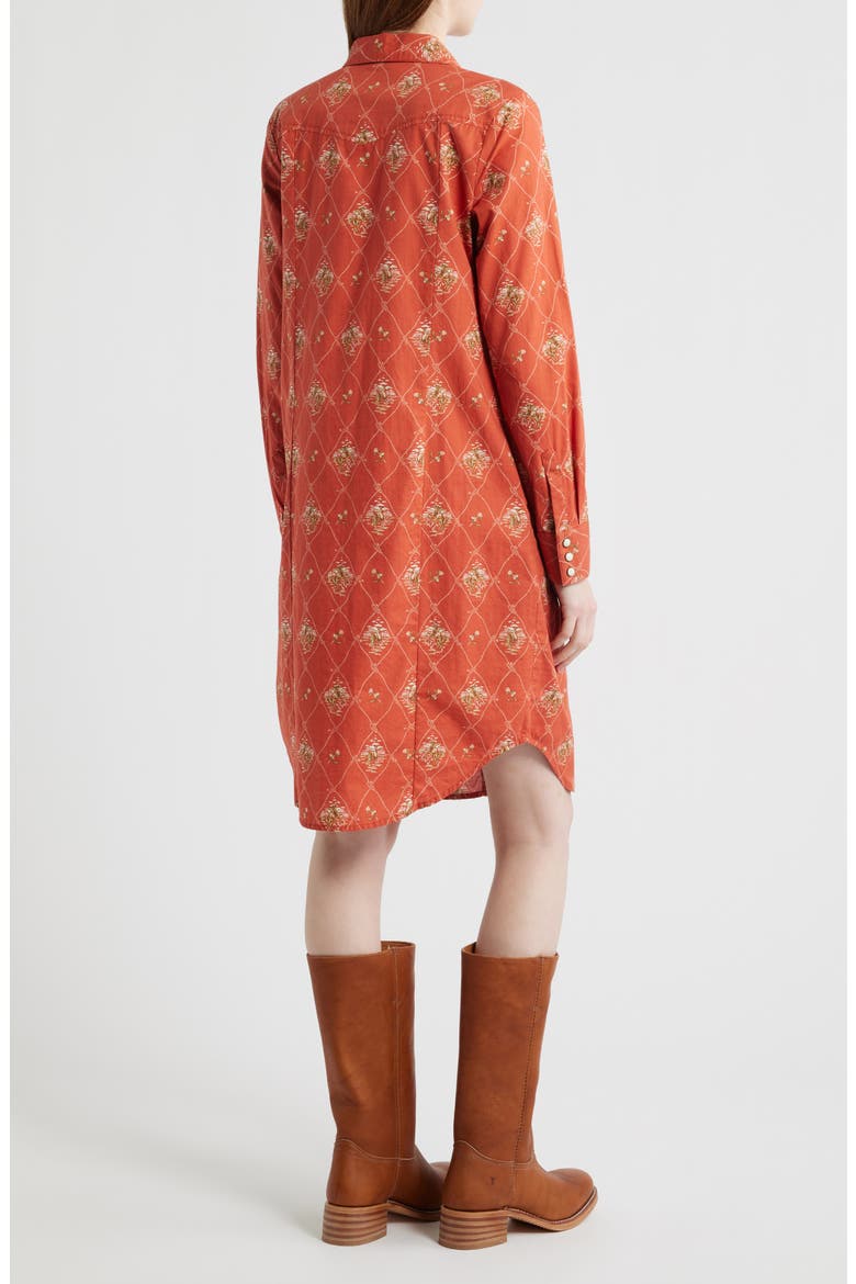 Gambler Print Long Sleeve Shirtdress, Alternate, color, ADOBE LATTICE