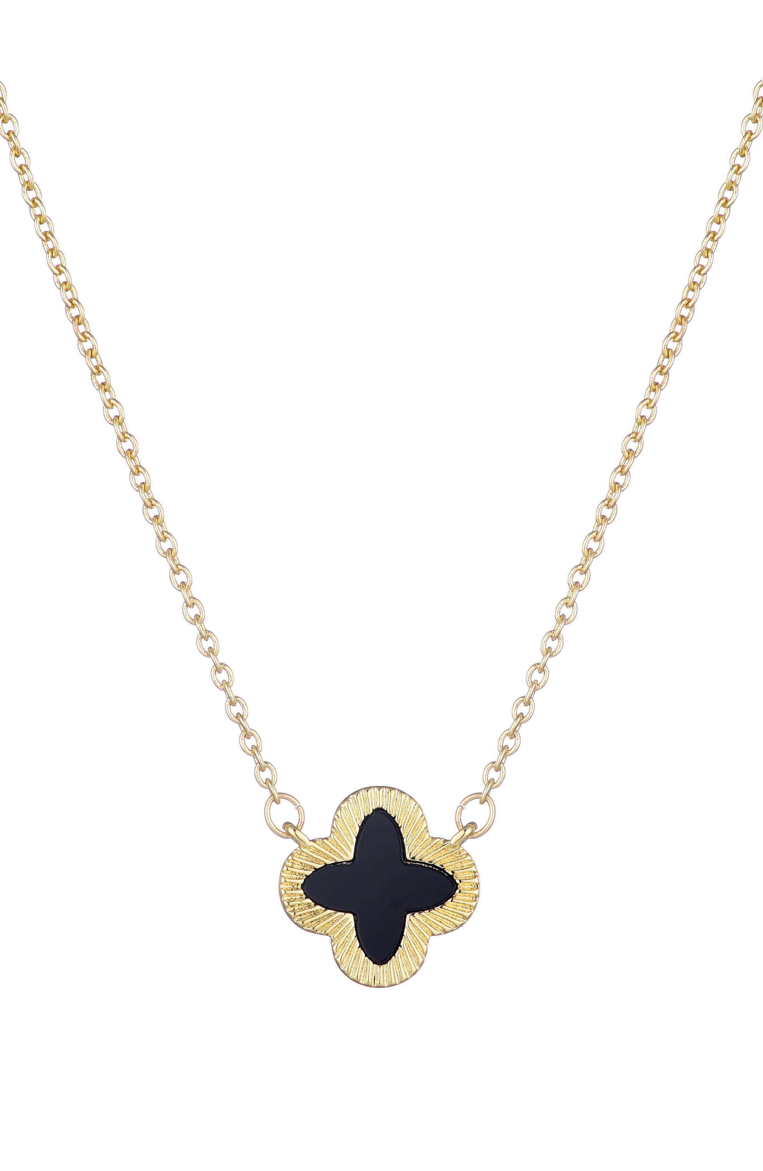 Adornia Fluted Edge Clover Pendant Necklace