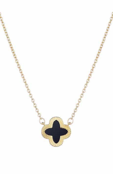 Adornia Fluted Edge Clover Pendant Necklace