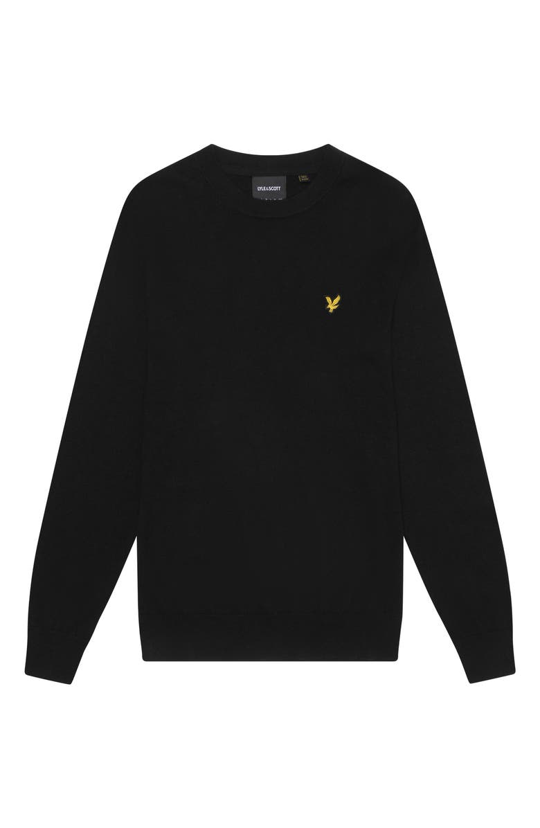Lyle & Scott Cotton Merino Crew Neck Sweater, Alternate, color, Jet Black