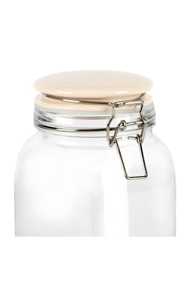 3 Piece Glass Canister Set with Ceramic Lids Off-White, Alternate, color, White