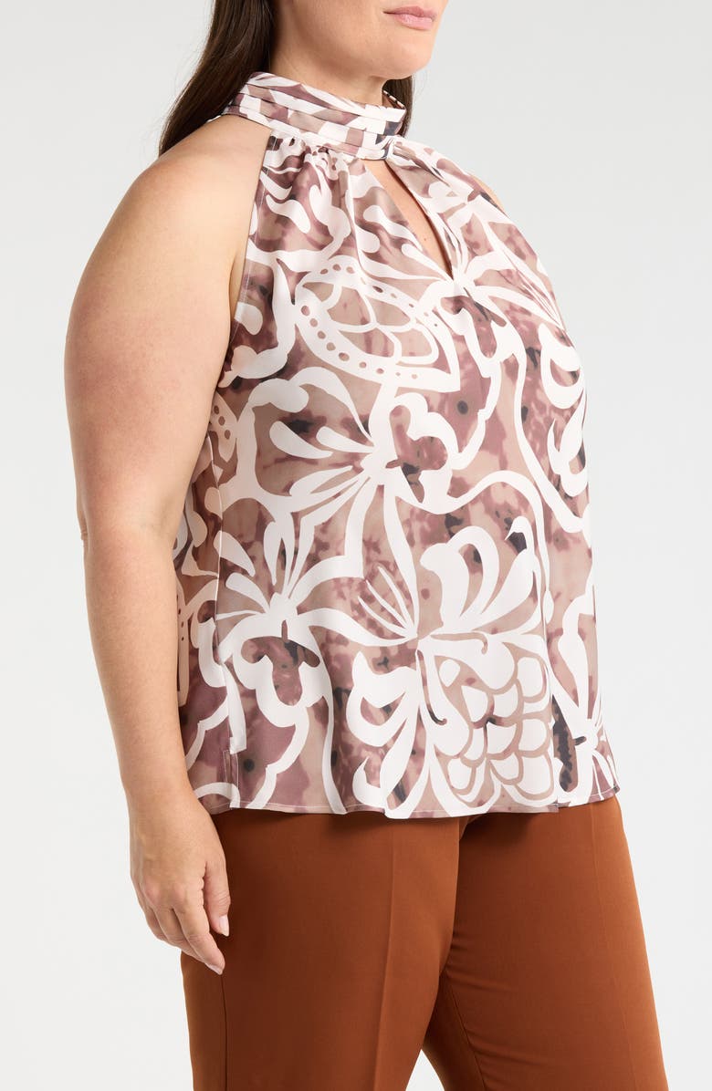 Tahari ASL Mock Neck Sleeveless Top, Alternate, color, Espresso Cream