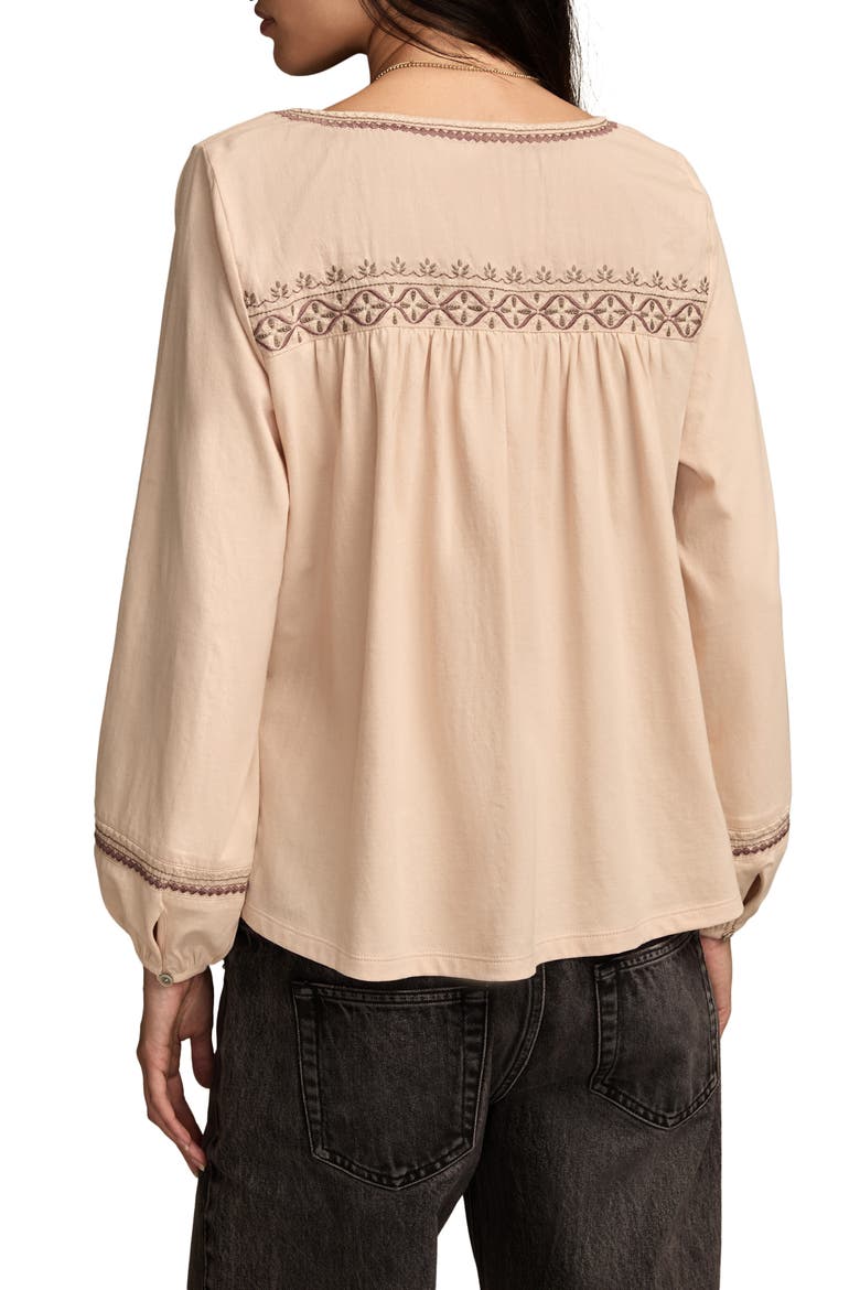 Embroidered Cotton Peasant Top, Alternate, color, PEACH BLOSSOM