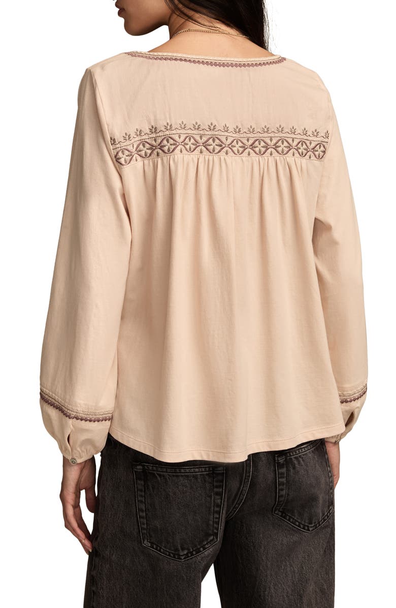 Lucky Brand Embroidered Cotton Peasant Top, Alternate, color, Peach Blossom