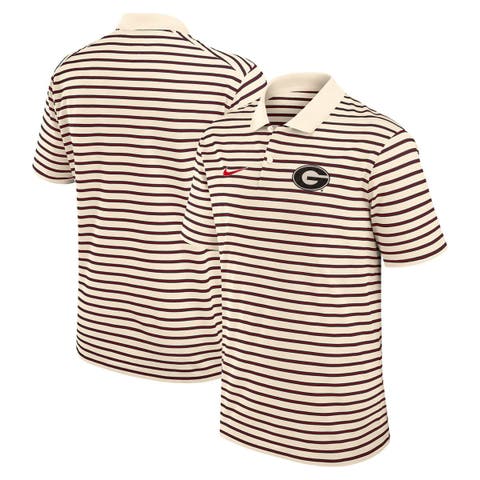 Men's Nike Cream Georgia Bulldogs Solid Foundation Striped Performance Polo