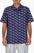 VAST Digi Floral Aqua Terra Performance Short Sleeve Button-Up Shirt