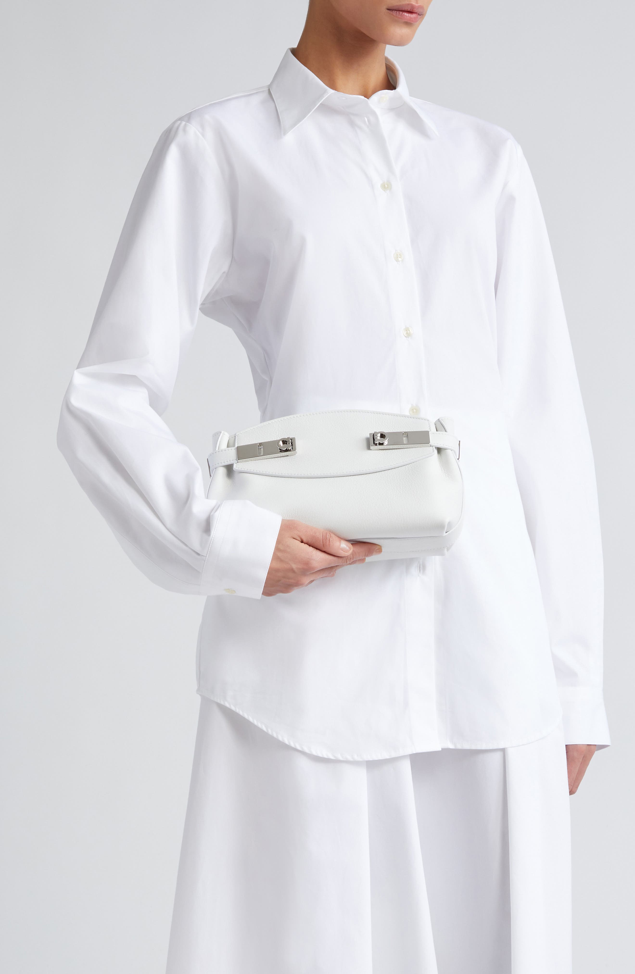 FERRAGAMO Hug Small Leather Pouch, Alternate, color, 