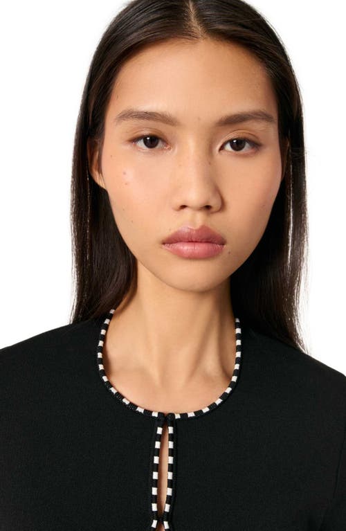 Maje Cropped Cardigan In Black/ecru