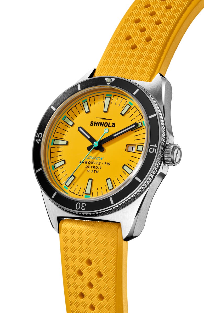 Shinola Duck 1040 Rubber Strap Watch, 40mm, Alternate, color, 