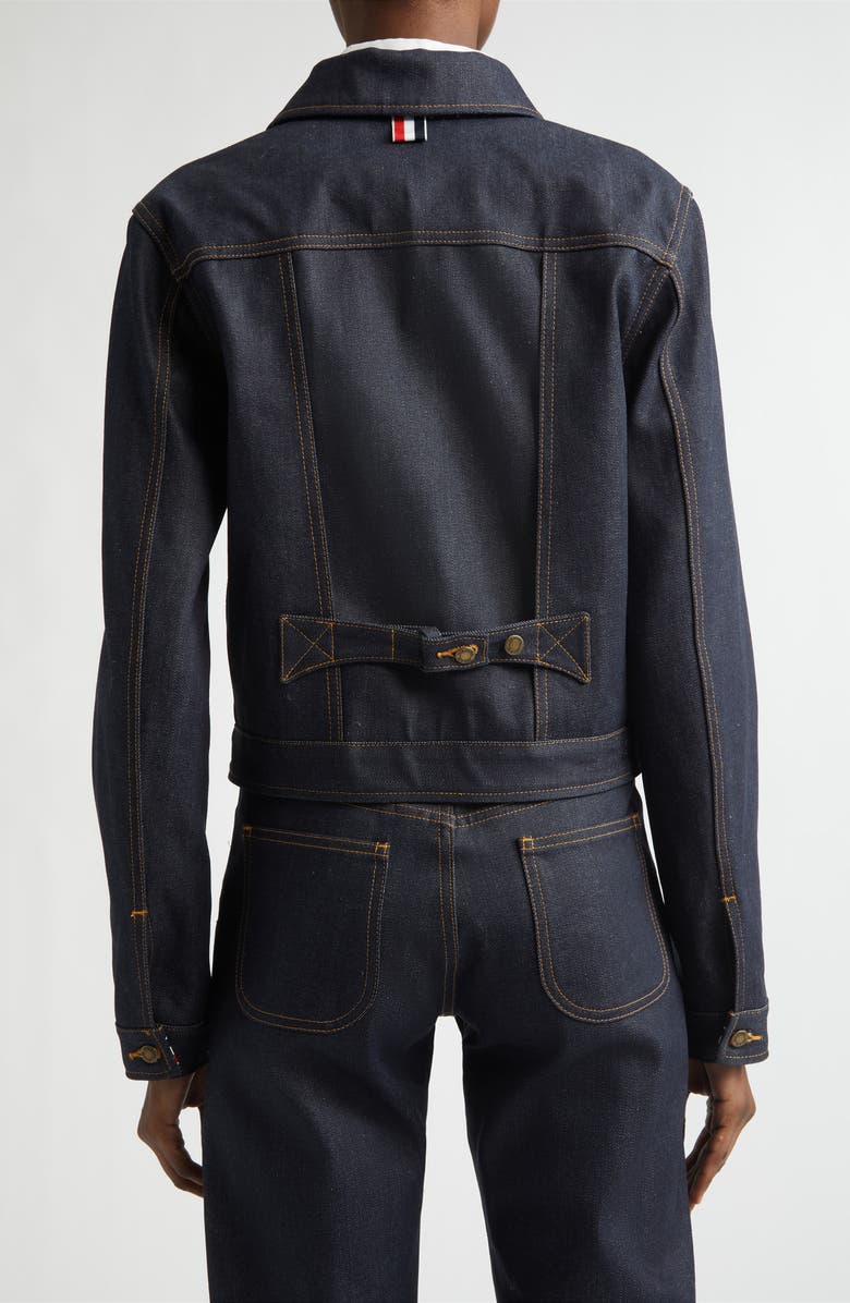 Thom Browne Shrunken Denim Jacket, Alternate, color, Navy