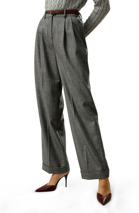 Wide Leg Wool-flannel Suit Trousers