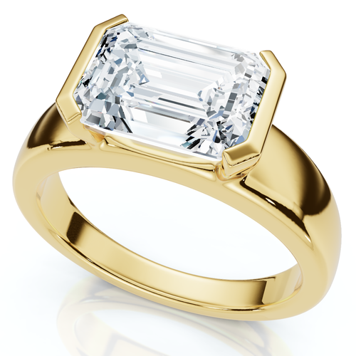 Bliss Diamond Certified 3ct East West Emerald Diamond Engagement Ring 14k Gold Or Pt Lab Grown In 14k Yellow Gold
