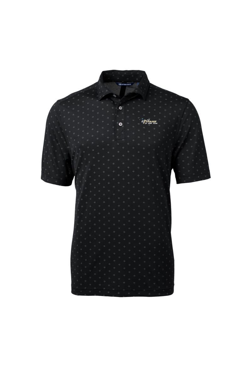 Men's Cutter & Buck Black New York Jets Throwback Logo Virtue Eco Pique Tile Recycled Big & Tall Polo, Alternate, color, Black