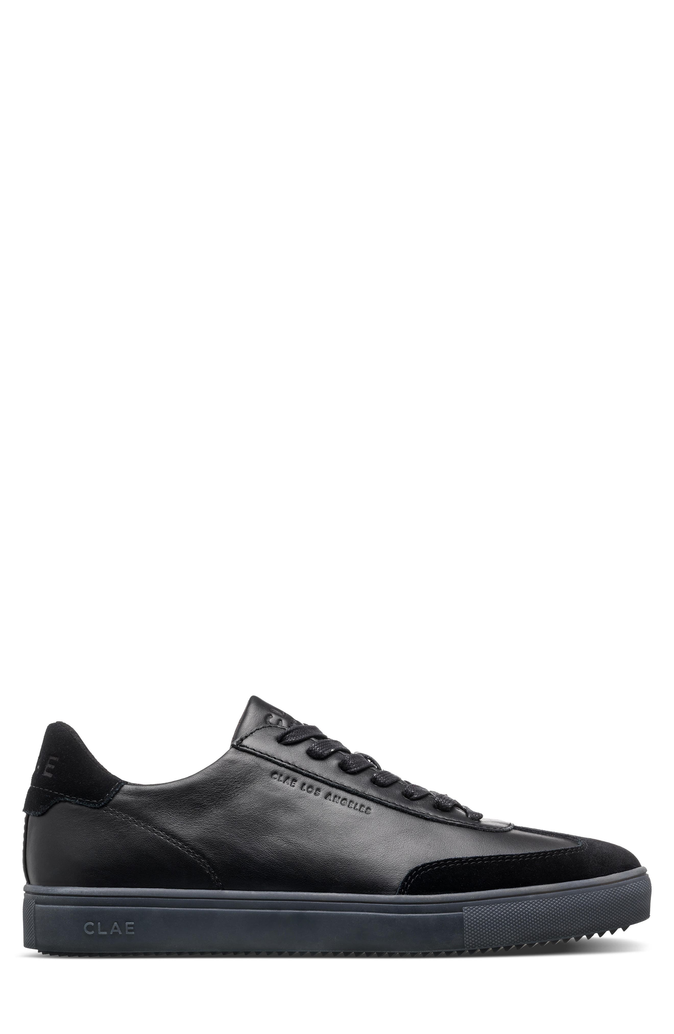 CLAE Deane Low Top Leather Sneaker, Alternate, color, Black Leather Clear